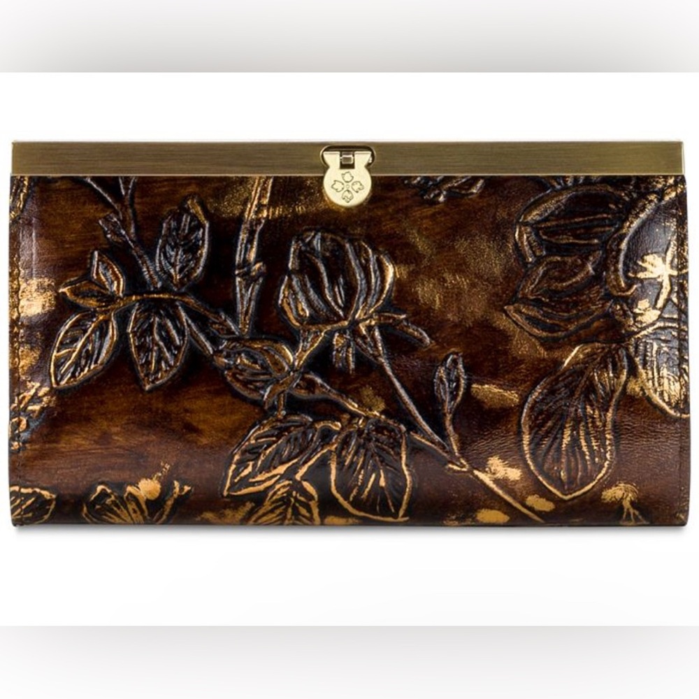 NWT Patricia Nash Cauchy Metallic Embossed Leather Wallet